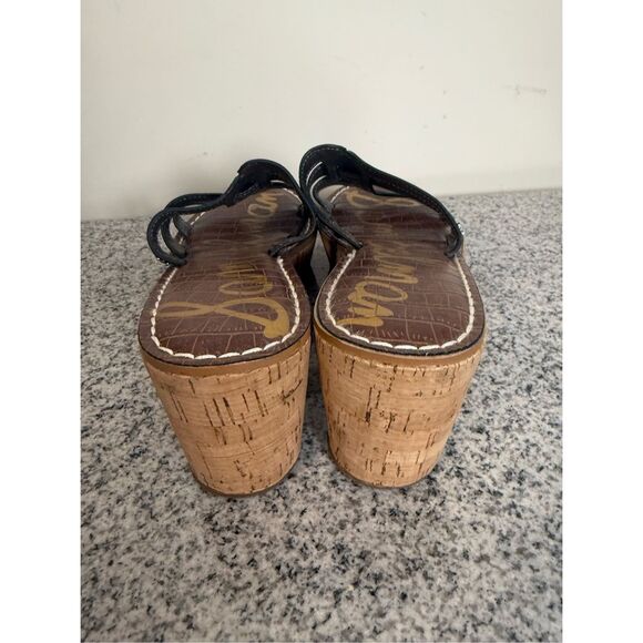 Sam Edelman Women's Rolita Open Toe Slide Platform Wedge Sandals 8.5 Black Leath - Picture 3 of 6